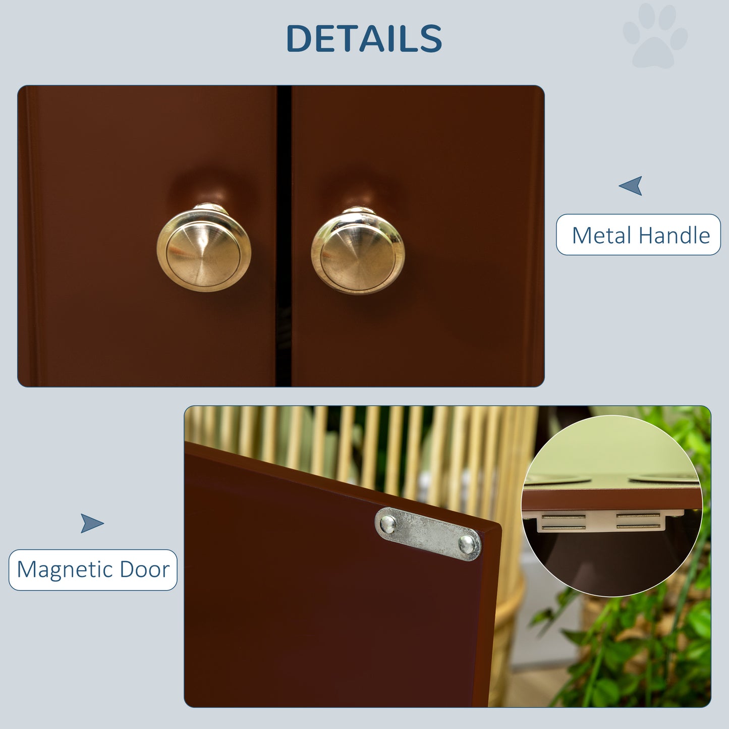 Elevated Dog Bowls with Storage Cabinet, Raised Dog Bowl Stand Pet Food Bowl Dog Feeding Station, Brown