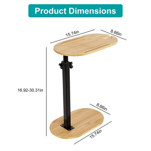 C-Shaped Bathtub Tray Table With Adjustable Height 360 Rotatable Desktop Freestanding Bath Caddy Against Wall Couch Bed Sofa Side Table