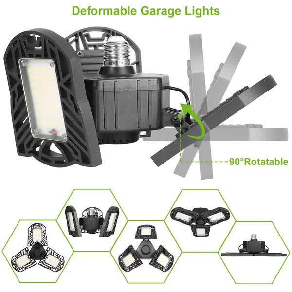 LED Garage Light, IMounTEK E26/E27 80W 7000LM 6500K Garage Ceiling Light Deformable Workshop Lamp LED Ceiling Light Bulbs