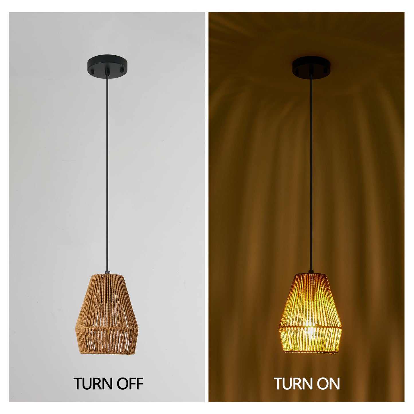 7inch Set Of 3 Rustic Hemp Rope Pendant Light, Handcrafted Farmhouse Hanging Light Fixture, Adjustable Height Ceiling Lamp For Kitchen Island, Dining Room,Or Living Room, Natural Woven Design No Bulbs