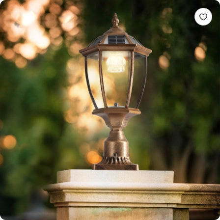 20 Golden Solar Powered LED Outdoor Lantern, Vintage Garden Light With Elegant Glass Design For Pathways, Yards, And Patios  1-Pack